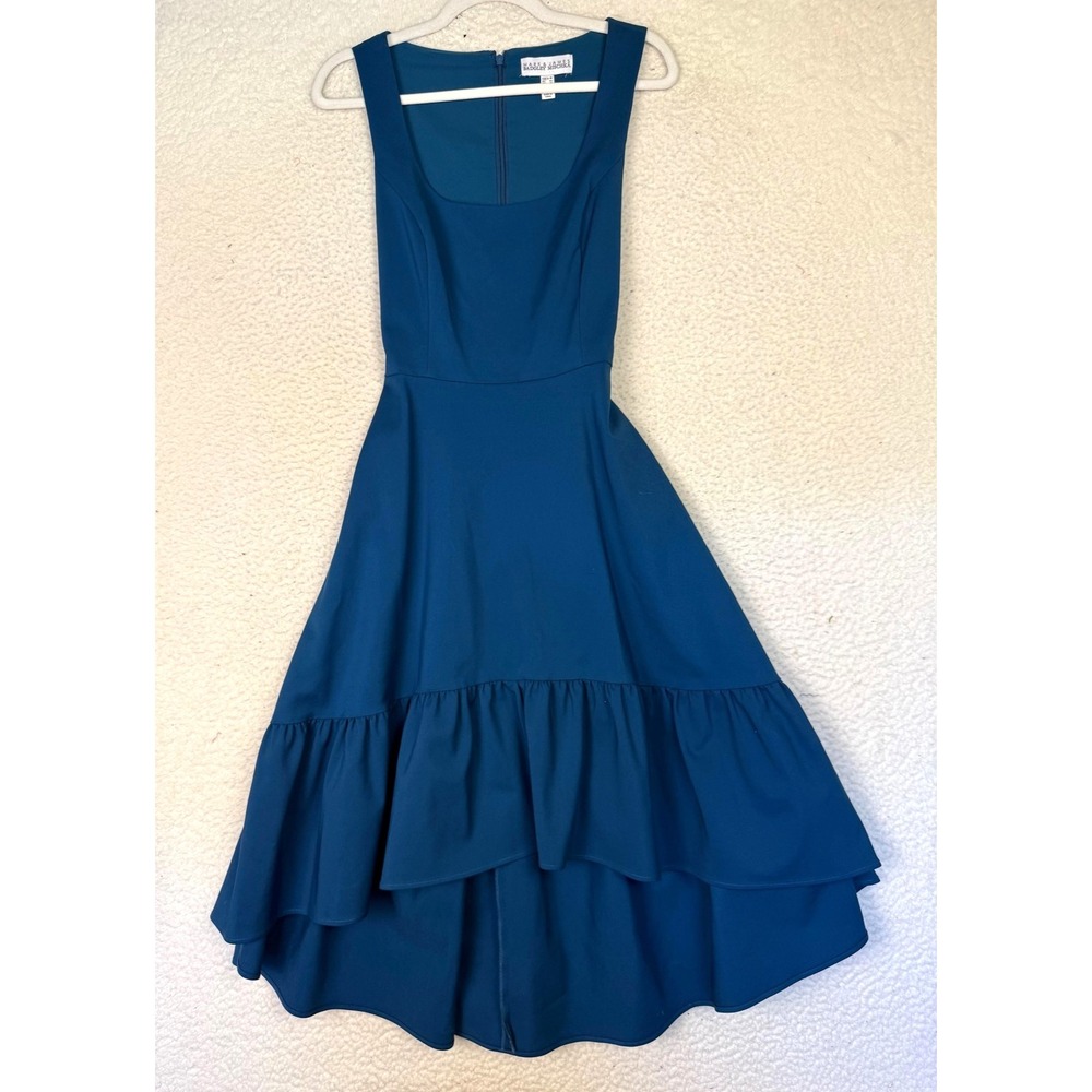Mark & James Badgley Mischka Dress Womens 10 Blue Ruffle Tiered Wedding Cocktail